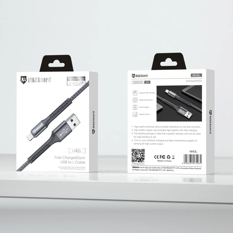 Maxguard 3m USB-A to Lightning cable M43L