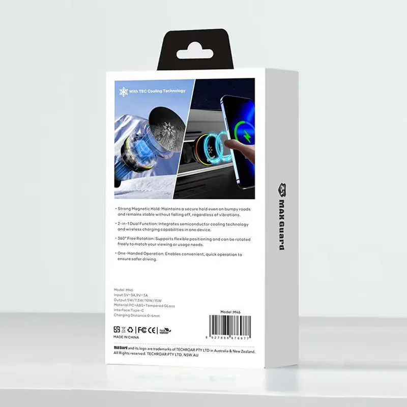 Maxguard 15W TEC Cooling/wireless charger Car Holder M46