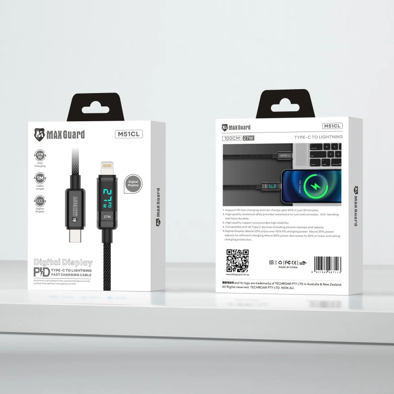 Maxguard 1m 27W Type-C to Lightning Cable M51CL