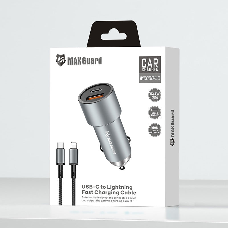 Maxguard 38W USB A+C car charger with Type-C to Lightning combo MC036LC