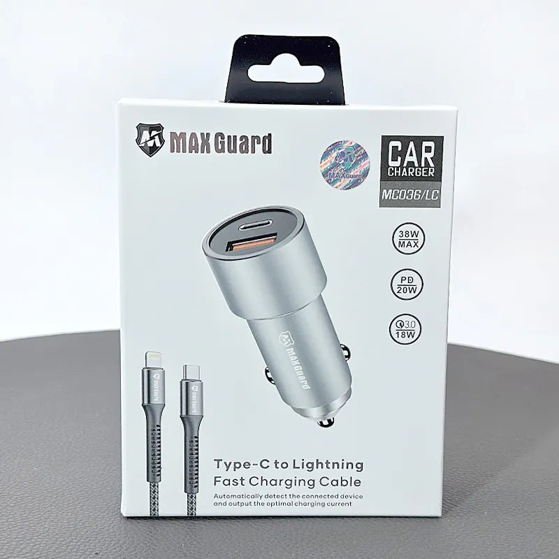 Maxguard 38W USB A+C car charger with Type-C to Lightning combo MC036LC