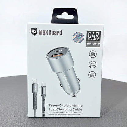 Maxguard 38W USB A+C car charger with Type-C to Lightning combo MC036LC