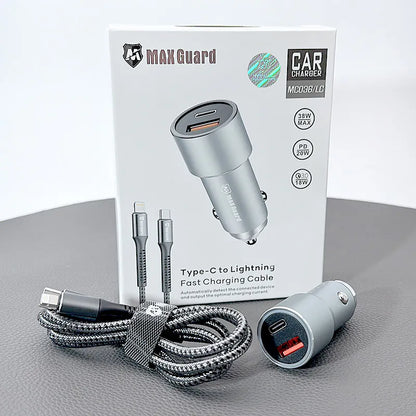 Maxguard 38W USB A+C car charger with Type-C to Lightning combo MC036LC