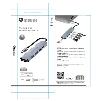 Maxguard 5 in 1 USB-C Hub (HDMI/USB 3.0) MD05