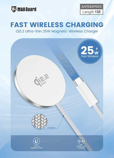 Maxguard 25W Qi2.2 Ultra-thin Magnetic Wireless Charger MD09