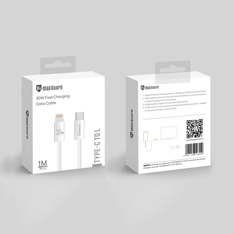 Maxguard 1m 30W Type-C to Lightning Cable ML01