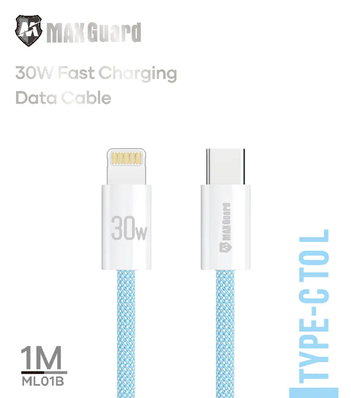 Maxguard 1m Colours 30W Type-C to Lightning Cable