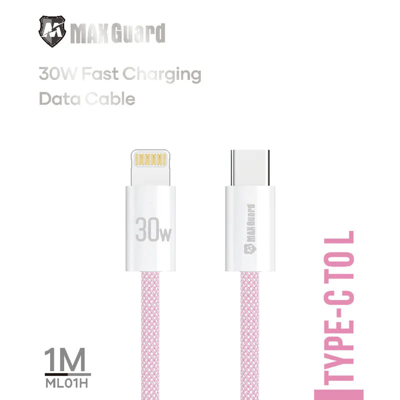 Maxguard 1m Colours 30W Type-C to Lightning Cable