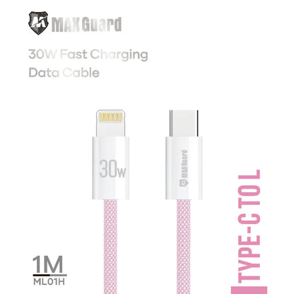 Maxguard 1m Colours 30W Type-C to Lightning Cable