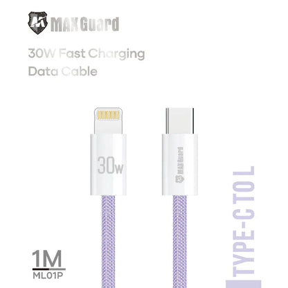 Maxguard 1m Colours 30W Type-C to Lightning Cable