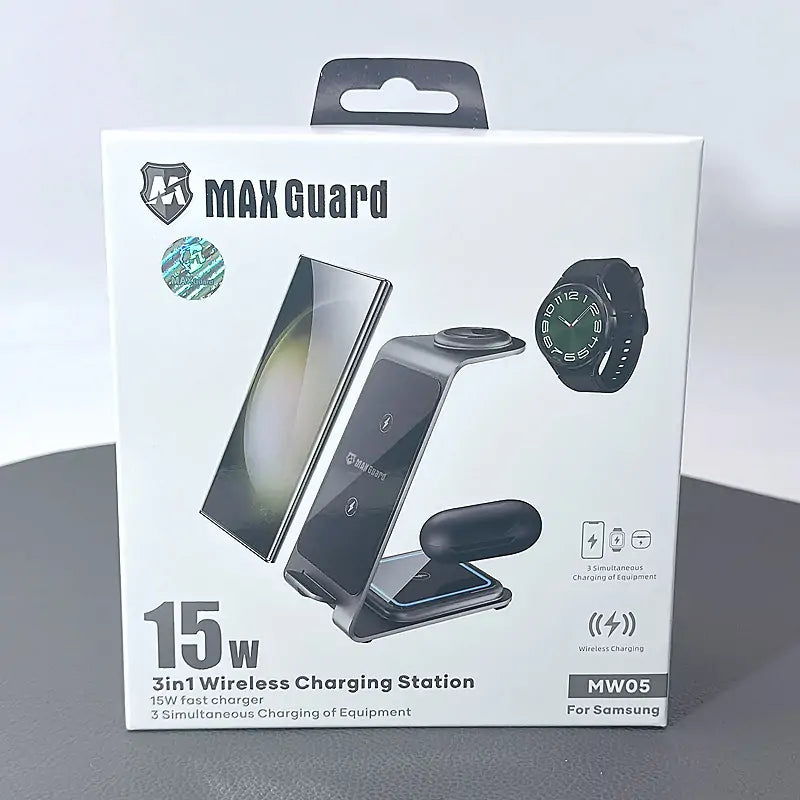 Maxguard 3 in 1 15W Wireless Charger MW05 (for Samsung watch and IOS & android system phone)