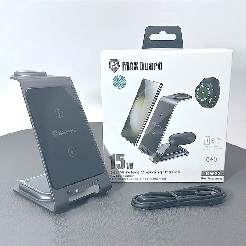Maxguard 3 in 1 15W Wireless Charger MW05 (for Samsung watch and IOS & android system phone)