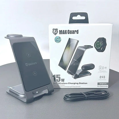 Maxguard 3 in 1 15W Wireless Charger MW05 (for Samsung watch and IOS & android system phone)