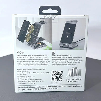 Maxguard 3 in 1 15W Wireless Charger MW05 (for Samsung watch and IOS & android system phone)