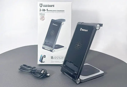 Maxguard 3 in 1 15W Wireless Charger MW08 (For apple watch and IOS & android system phone)