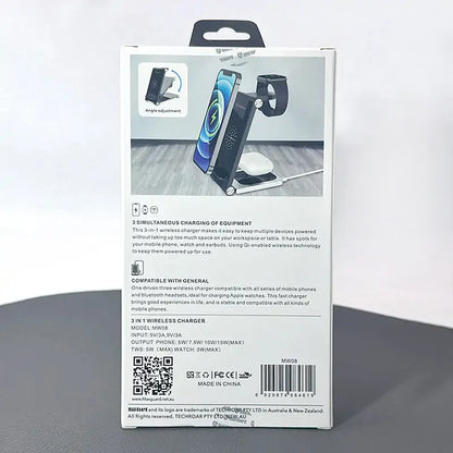 Maxguard 3 in 1 15W Wireless Charger MW08 (For apple watch and IOS & android system phone)
