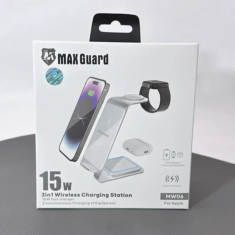 Maxguard 3 in 1 15W Wireless Charger MW06
( For apple watch and IOS & android system phone)