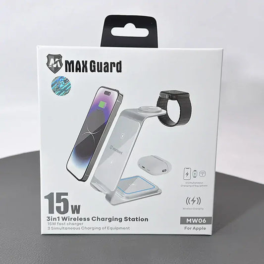 Maxguard 3 in 1 15W Wireless Charger MW06
( For apple watch and IOS & android system phone)
