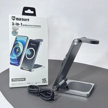 Maxguard 3 in 1 MagFit Wireless Charger MW07( For apple watch and IOS & android system phone)