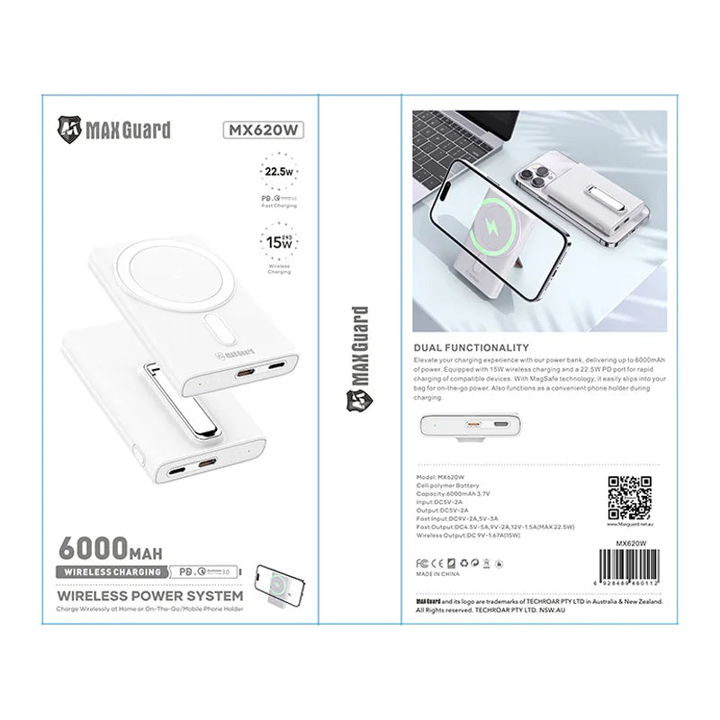 Maxguard PD 22.5W 6000 mah MagFit power bank MX620W
