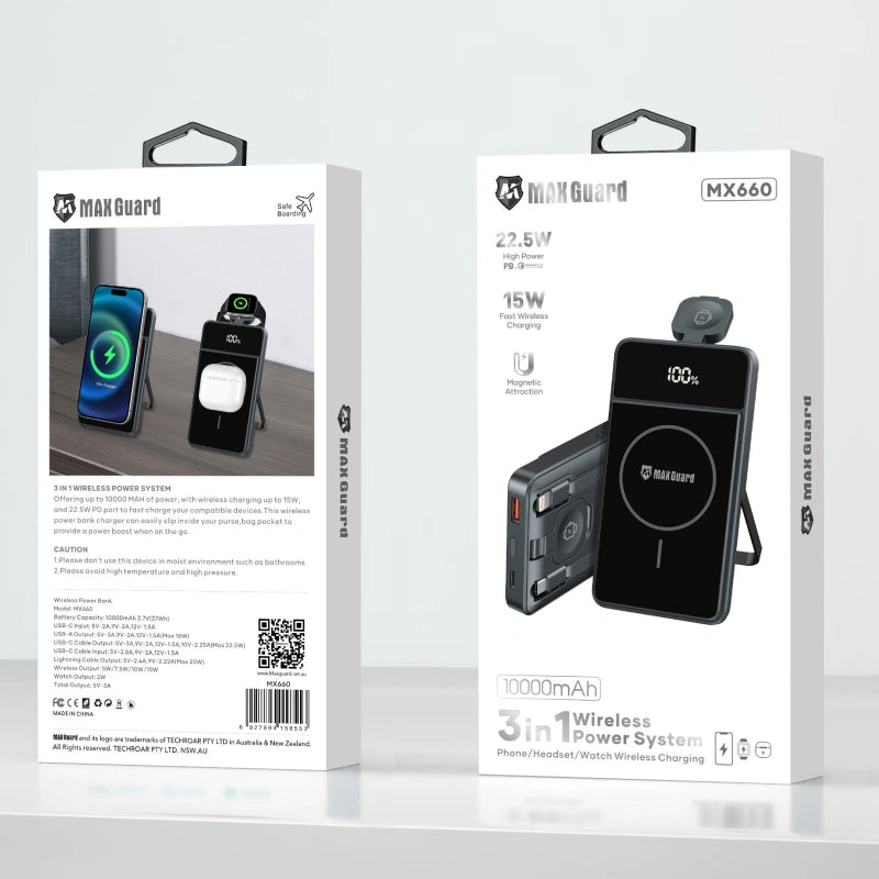 Maxguard 10000 mah MagFit 3 in 1 power bank MX660