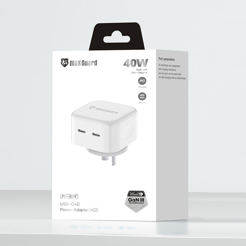 Maxguard PD 40W USB C+C Power adapter(AC)  wall charger PD40W