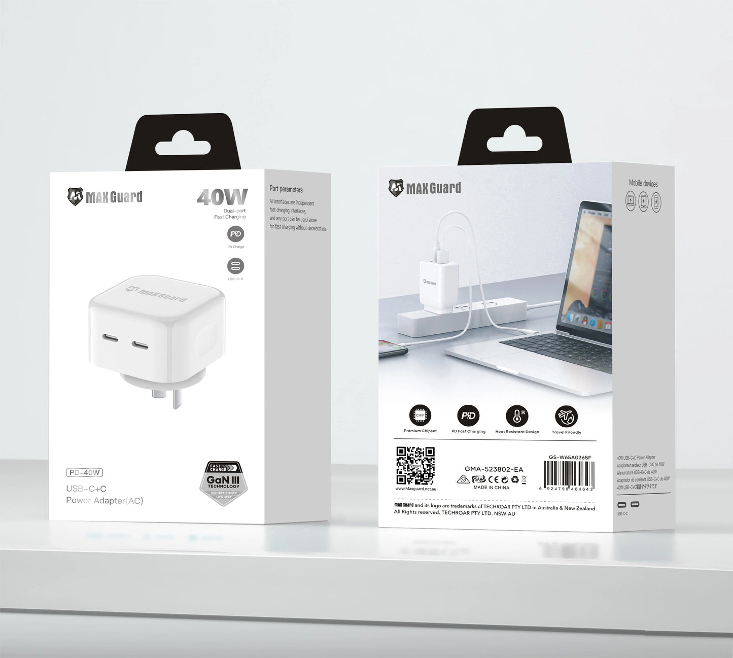 Maxguard PD 40W USB C+C Power adapter(AC)  wall charger PD40W