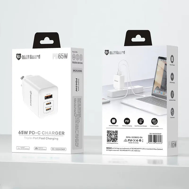 Maxguard PD 65W Charger W65A0365F (Works for laptops,tablets,and phones)