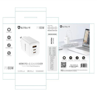 Maxguard PD 65W Charger W65A0365F (Works for laptops,tablets,and phones)