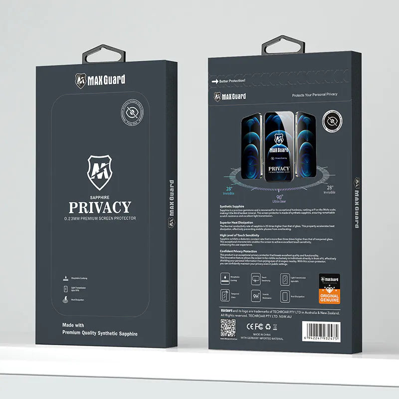 Maxguard Anti-Static Premium Privacy 0.23mm Glass Screen Protector(Synthetic Sapphire) for iPhone