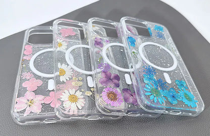 Case for iPhone 15 Pro max 6.7 Kinglink Real Flower Blossom MagFit