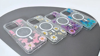 Case for iPhone 15 Pro max 6.7 Kinglink Real Flower Blossom MagFit