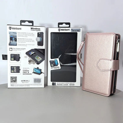 S25 Ultra Maxguard Detachable Magnetic Zipper Wallet Case