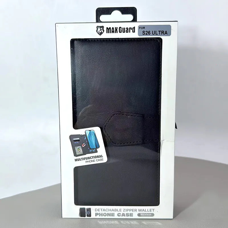 S25 Ultra Maxguard Detachable Magnetic Zipper Wallet Case