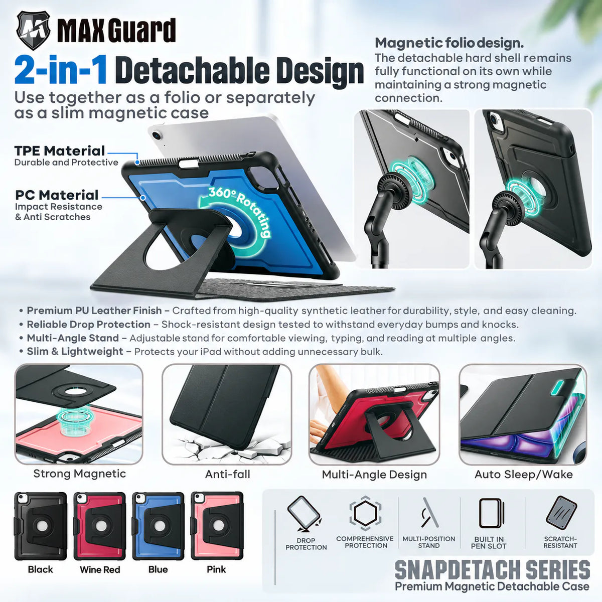 Case for iPad 11th (A16)/10th (A14) Snapdetach Series