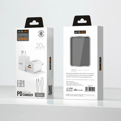 Mobigo PD 20W wall charger with Type-C to Lightning combo TCS2081ACLC
