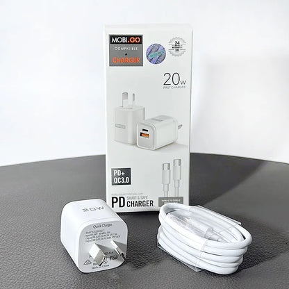 Mobigo PD 20W wall charger with Type-C to C combo TCS2081ACCC