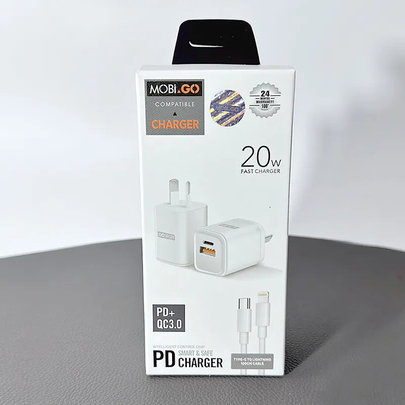 Mobigo PD 20W wall charger with Type-C to Lightning combo TCS2081ACLC