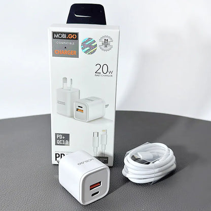 Mobigo PD 20W wall charger with Type-C to Lightning combo TCS2081ACLC