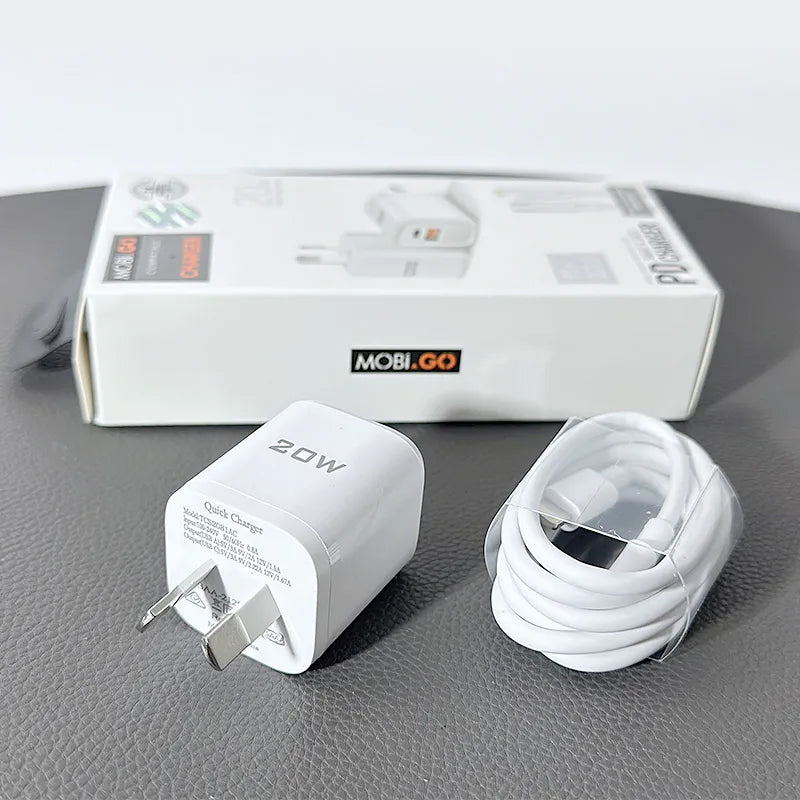 Mobigo PD 20W wall charger with Type-C to Lightning combo TCS2081ACLC