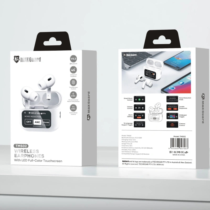 Maxguard bluetooth earphone with LED Color Touchscreen TMS02