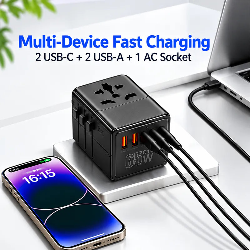 MaxPower TP02 65W GaN All-in-One Travel Adapter
