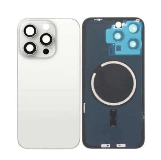 Back Panel with Magnet White no Logo for iPhone 15Pro (Aftermarket Premium)
