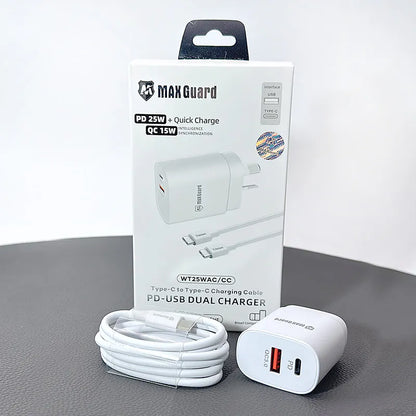 Maxguard PD 25W wall charger with Type-C to C combo WT25WAC/CC