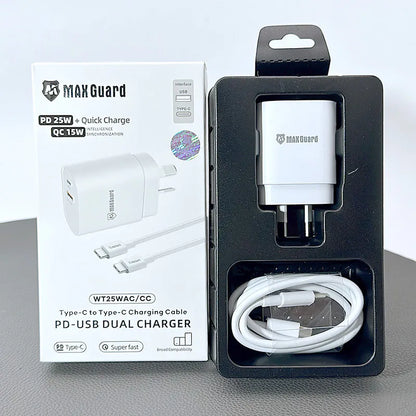 Maxguard PD 25W wall charger with Type-C to C combo WT25WAC/CC