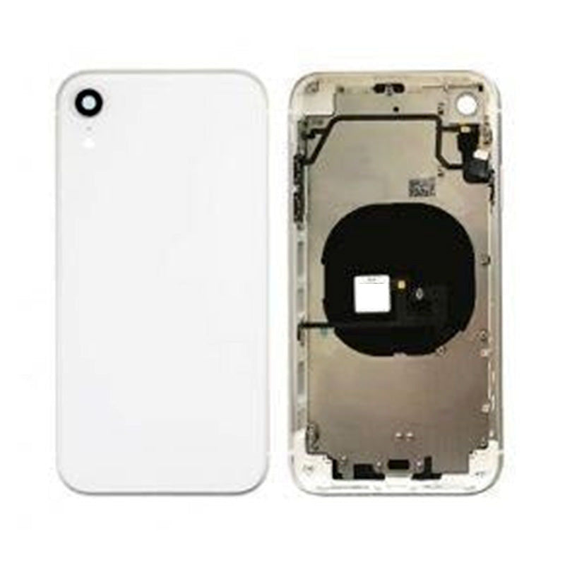 Back Housing With Volume Power Flex White No Logo for iPhone Xr (Best Aftermarket)