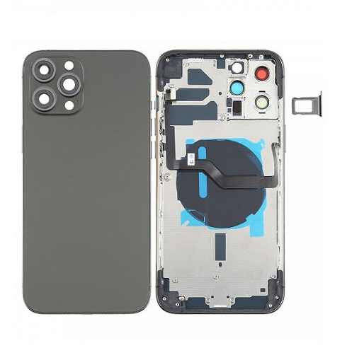 Back Housing With Power Flex Black No Logo For iPhone 12Pro Max