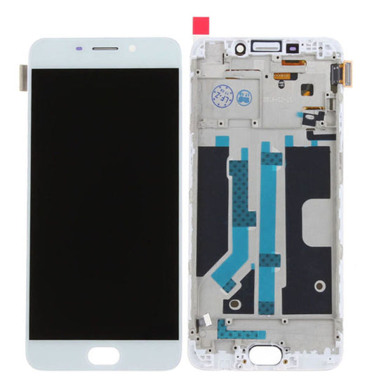OPPOR9PLUS LCD SCREEN WHITE WITH FRAME