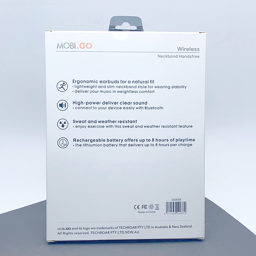 Mobigo Magnetic Neckband Wireless Bluetooth Earphones GO63B