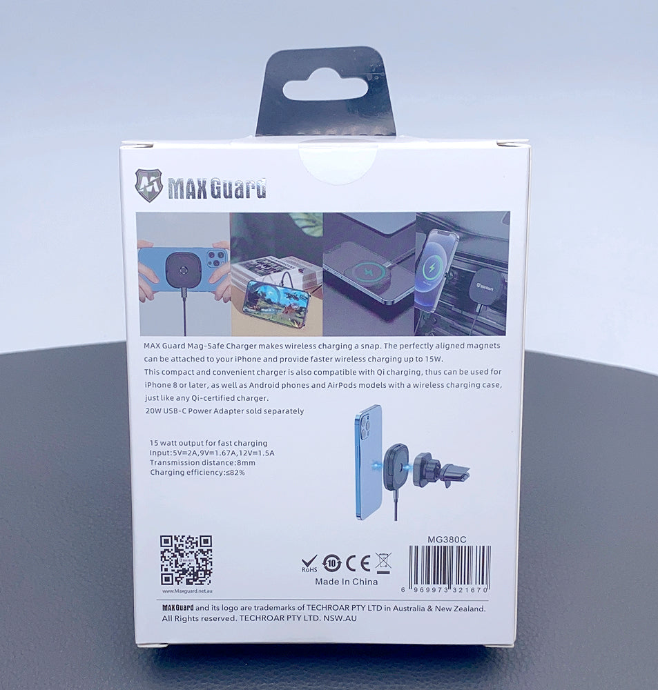 Maxguard 15W MagFit Wireless Charger Air Vent Car Holder MG380C